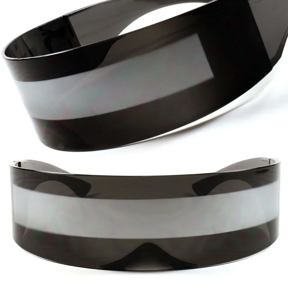 Futuristic Space Robot Costume Anime Cosplay Novelty Black Mirrored Sun Glasses